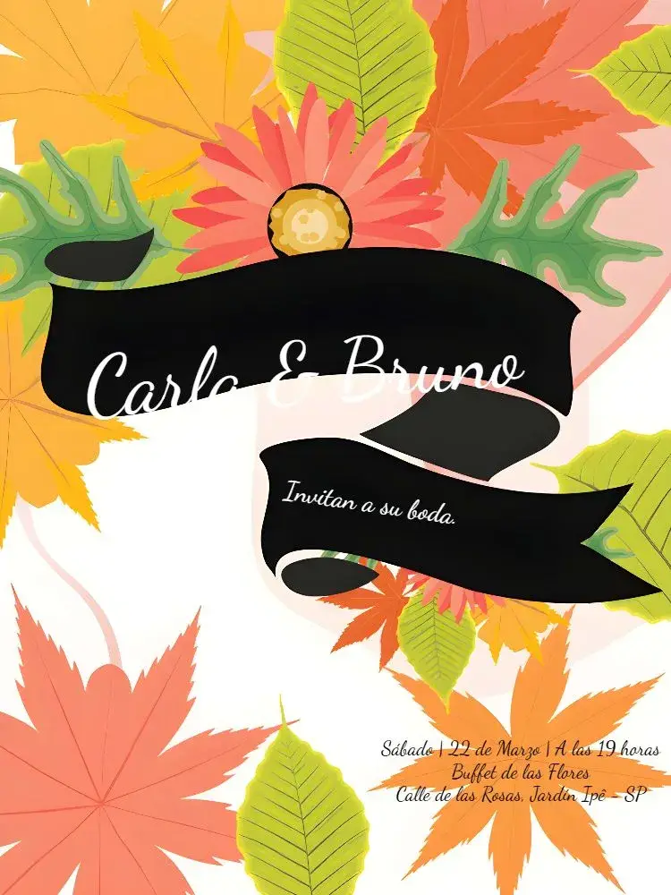 Invitación Boda Otoño Hojas