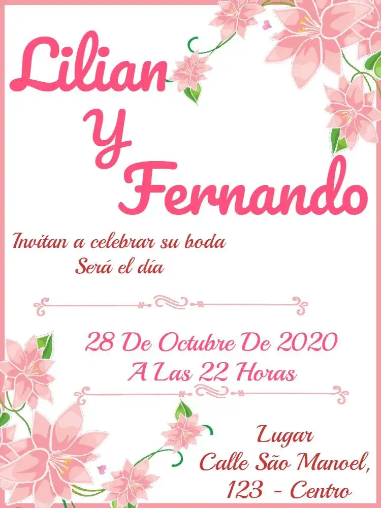 Invitación Boda Floral Roja – tema Boda floral, romántico, vibrante, moderno, elegante, colorido