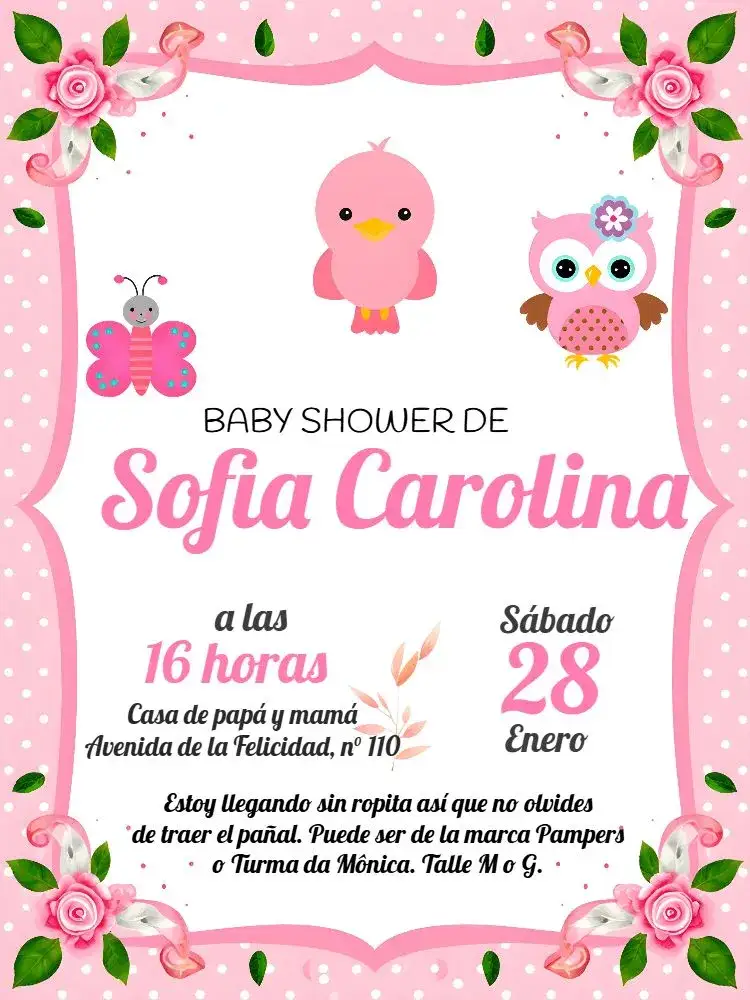 Invitación Baby Shower Jardín Encantado Mariposa – tema Baby Shower floral, encantado, tonos suaves, infantil, naturaleza, romántico