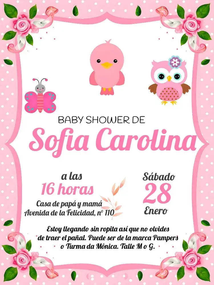 Invitación Baby Shower Jardín Encantado Mariposa