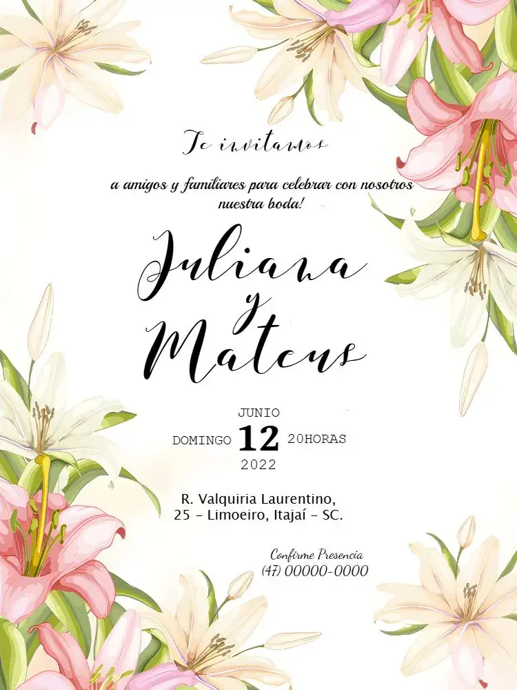 Invitación Boda Floral Blanca