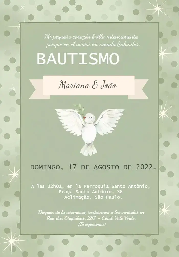 Invitación Bautizo Verde