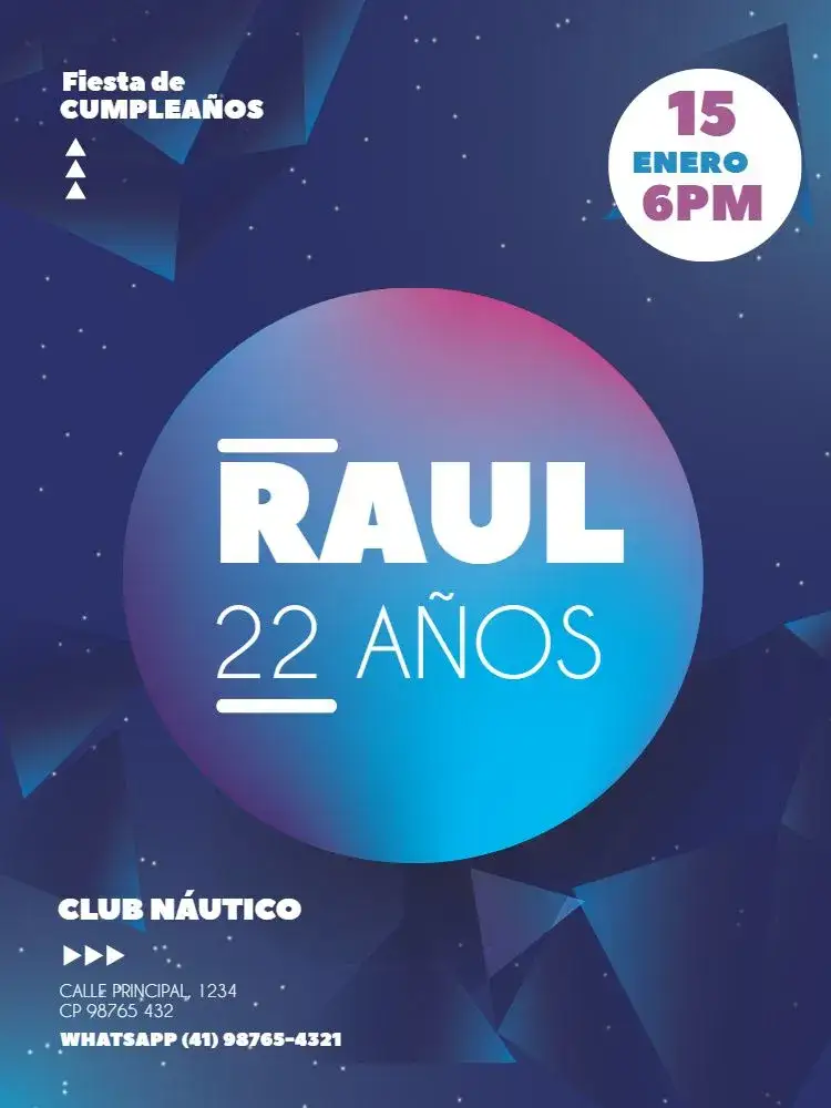 Invitación Evento Moderno – tema Cumpleaños Infantil moderno, geométrico, azul, oscuro, vibrante
