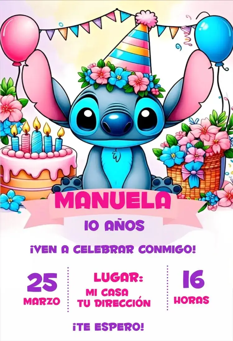 Invitación Stitch Colors 2