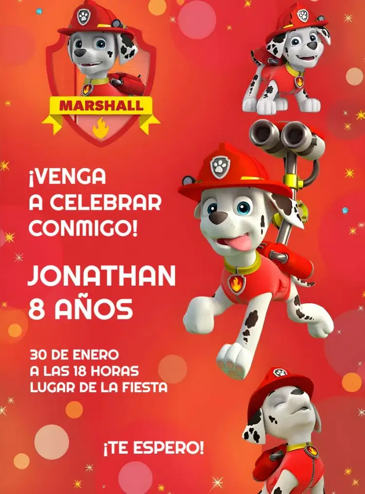 Invitación Marshall Patrulla Canina Verde