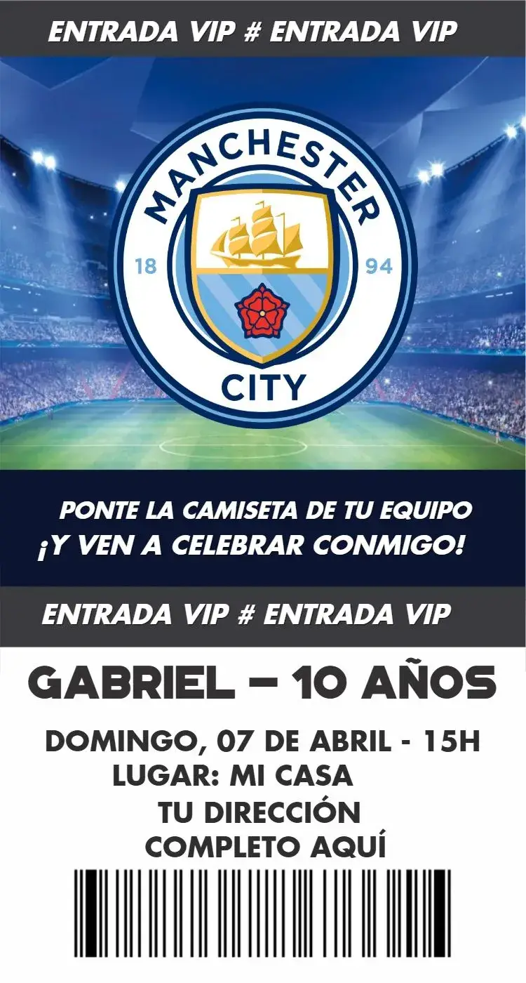Invitación Entrada para el Manchester City