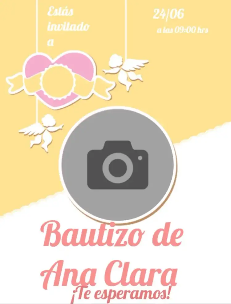 Invitación Presentación de Bautizo Angelito Con Foto Digital – tema Bautismo delicado, religioso, minimalista, suave, infantil
