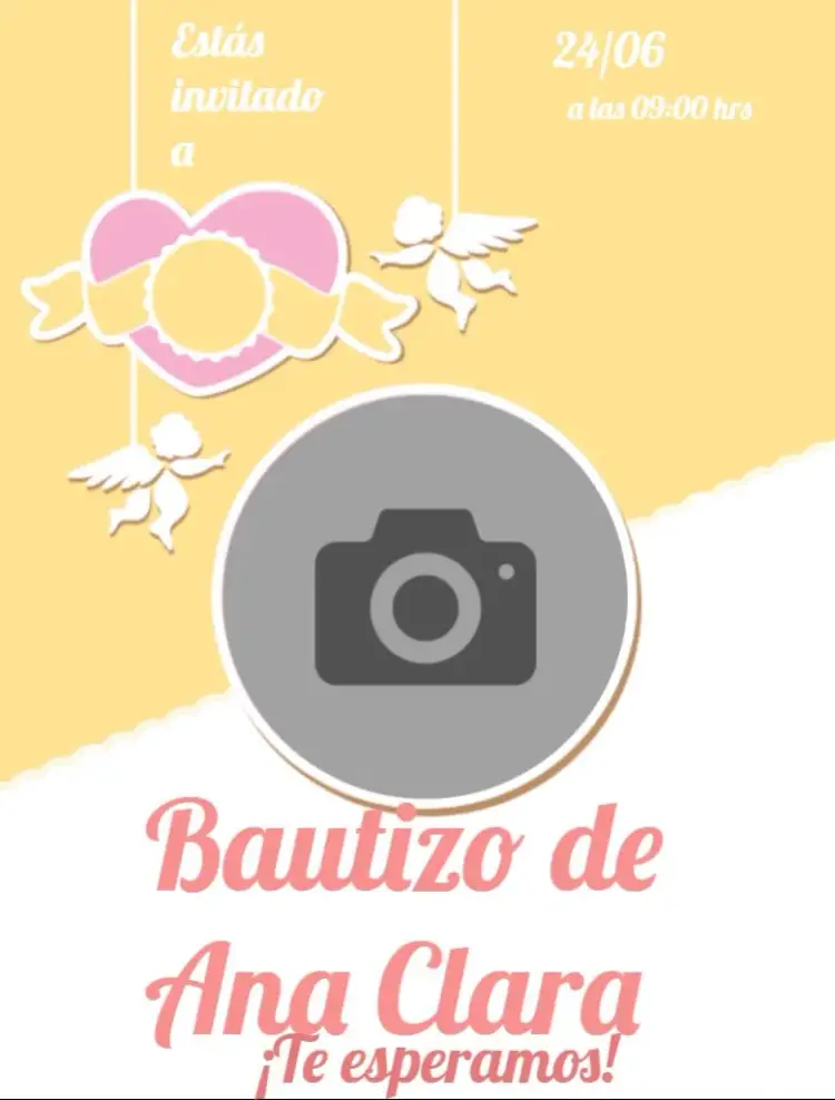 Invitación Presentación de Bautizo Angelito Con Foto Digital editable y personalizable