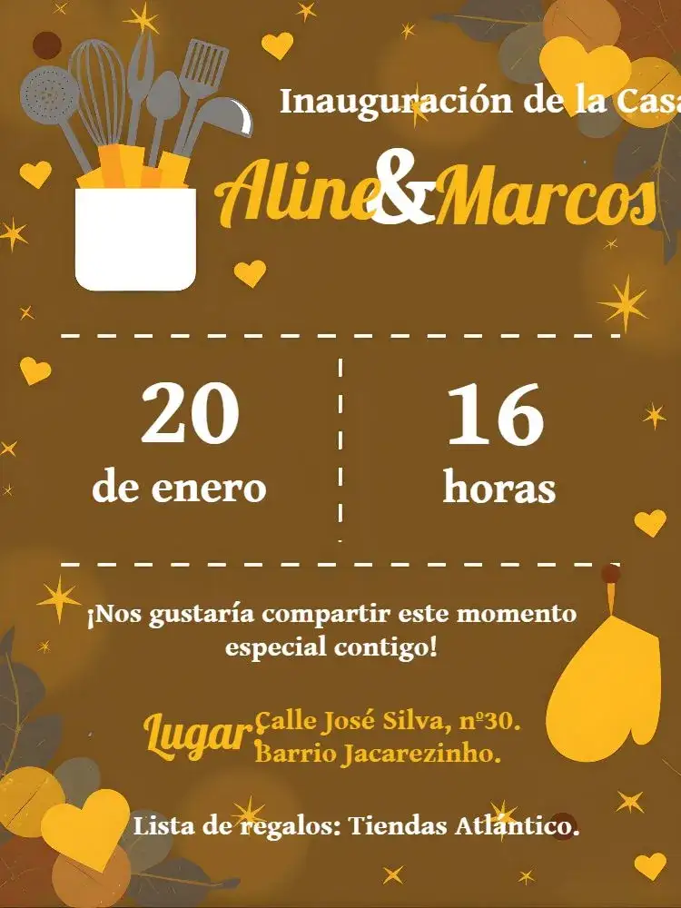 Invitación Chá De Casa Nueva Fouet – tema Despedida de Soltera amarillo y negro, estilo pizarra, elementos de cocina, diseño moderno, toques románticos, visual minimalista