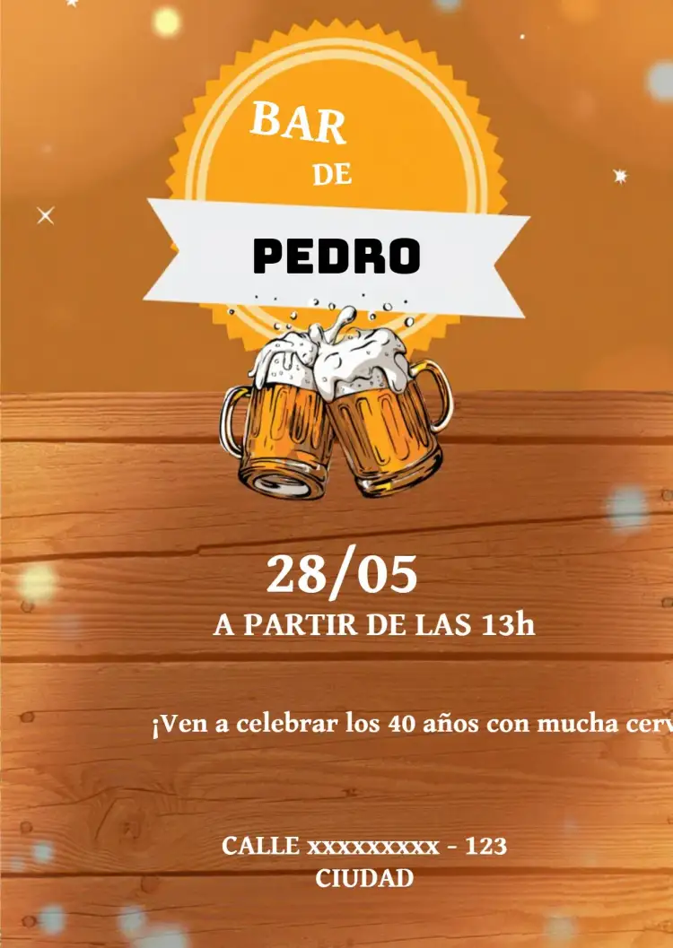 Invitación Bar Cerveza Adulto – tema Más buscados marrón, madera, a cuadros, rústico, relajado, vintage