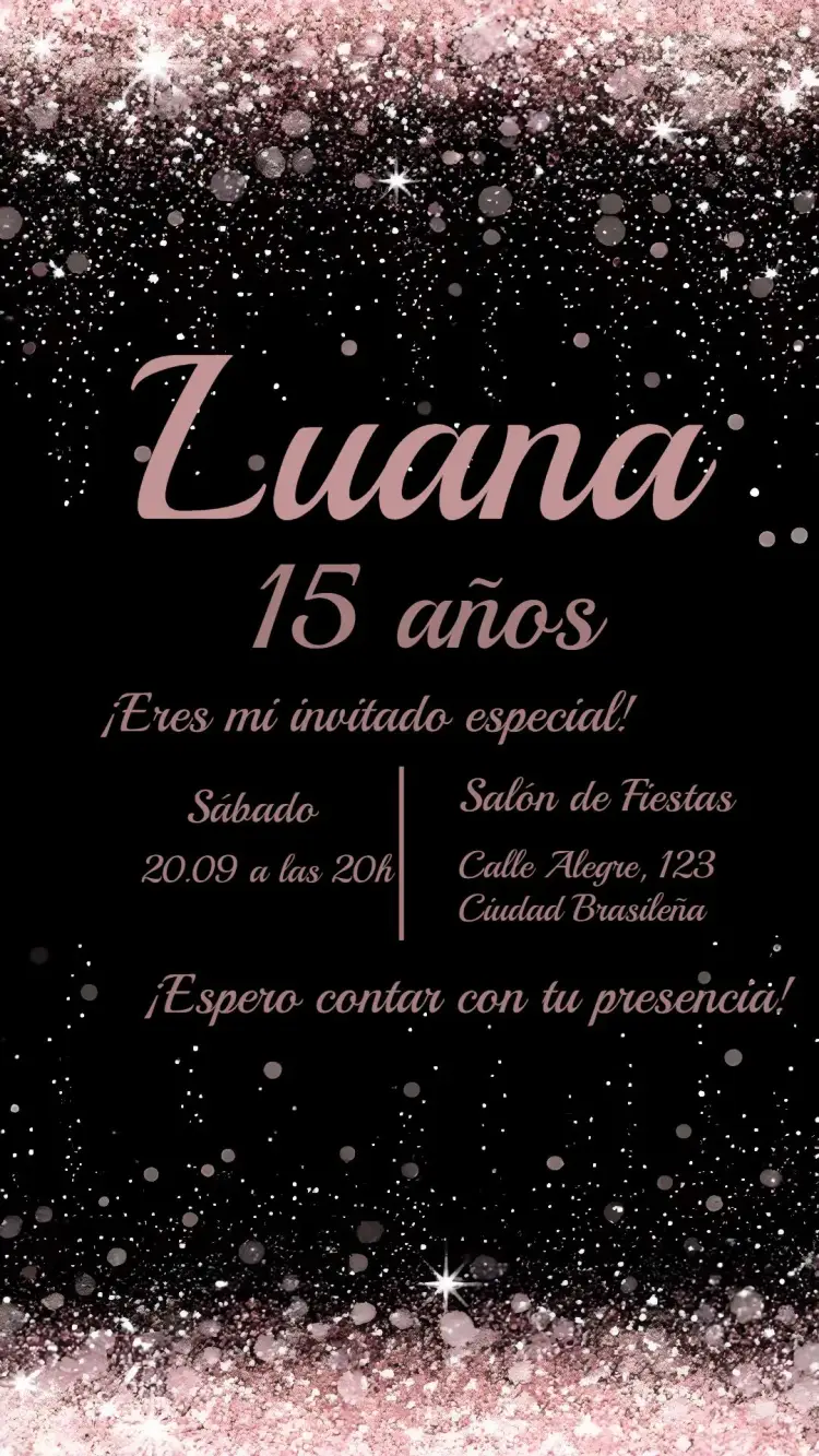 Invitación 15 Años Brillo Dorado