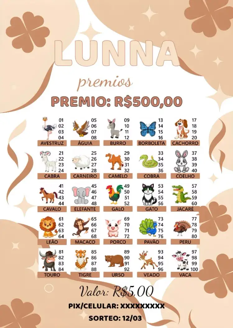 Invitación Rifa De Bicho Premiações Premiacoes – tema Cartones colorido, divertido, animales, juegos, vibrante, lúdico