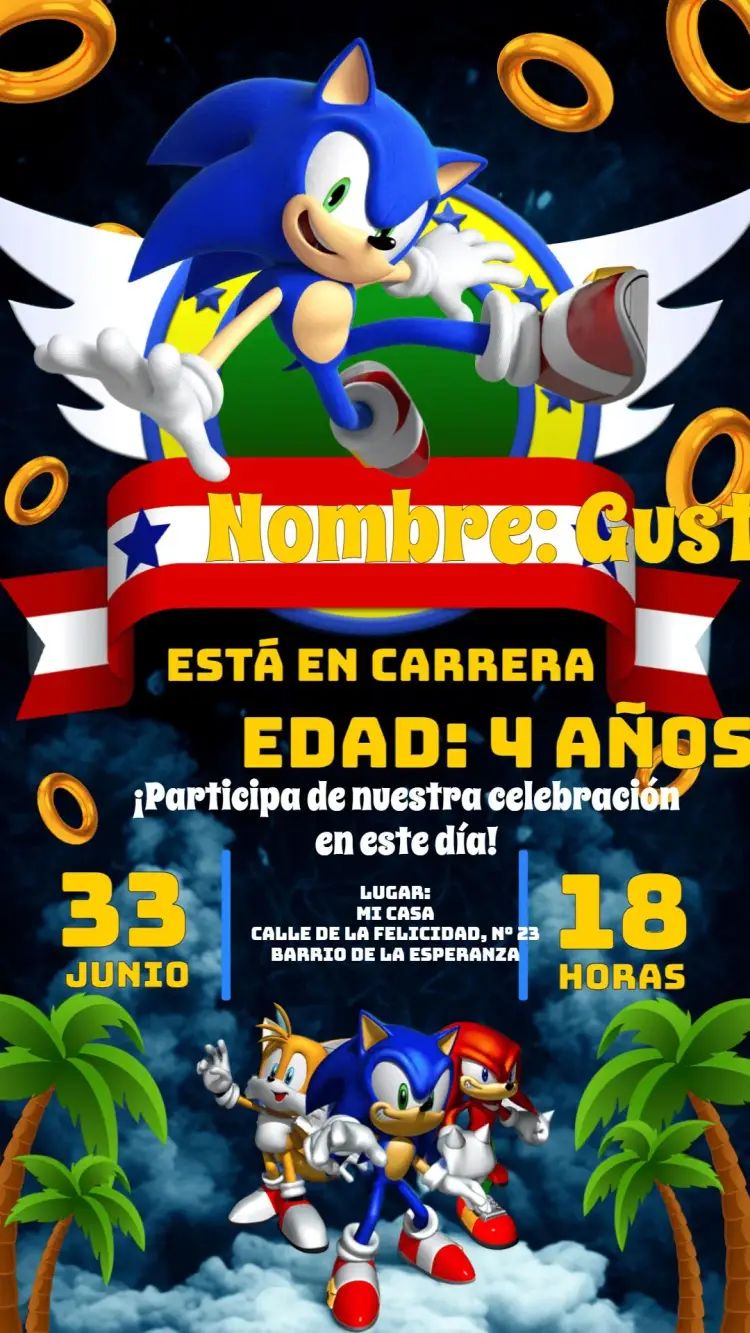 Invitación Sonic Anillo
