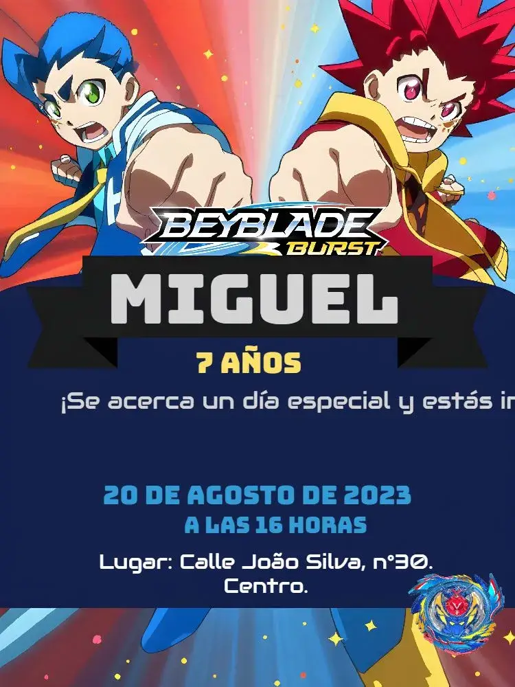Invitación Beyblade Azul