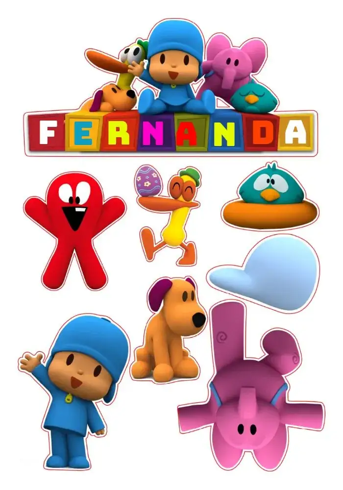 Invitación Topo De Tarta Pocoyo Azul – tema Topper de torta Divertido, Colorido, Infantil, Temático, Vibrante, Brincalhão