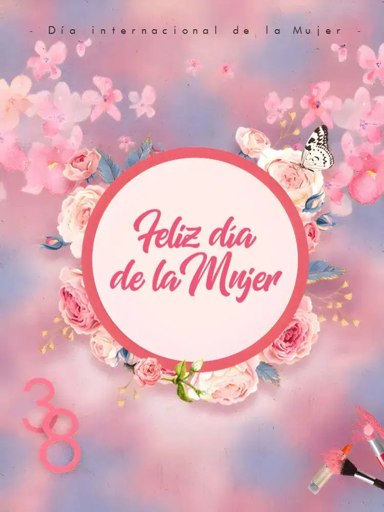 Invitación Publicación Día Internacional De La Mujer Rosa – tema Más buscados rosa, floral, moderno, elegante, femenino, colorido