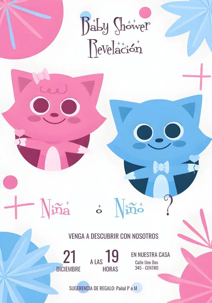 Invitación Baby Shower Gatitos Princesa
