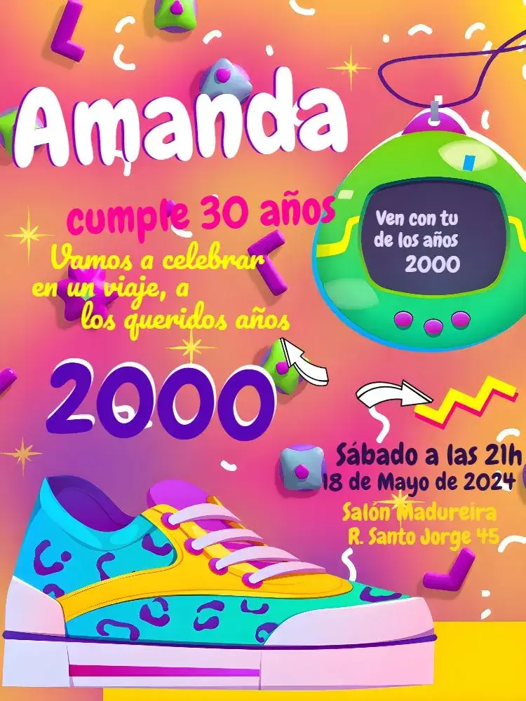 Invitación Años 2000 Vintage Amarillo