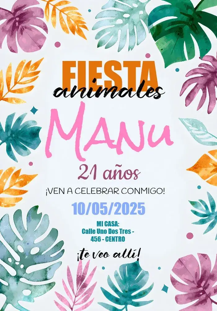 Invitación Party Animals Verano