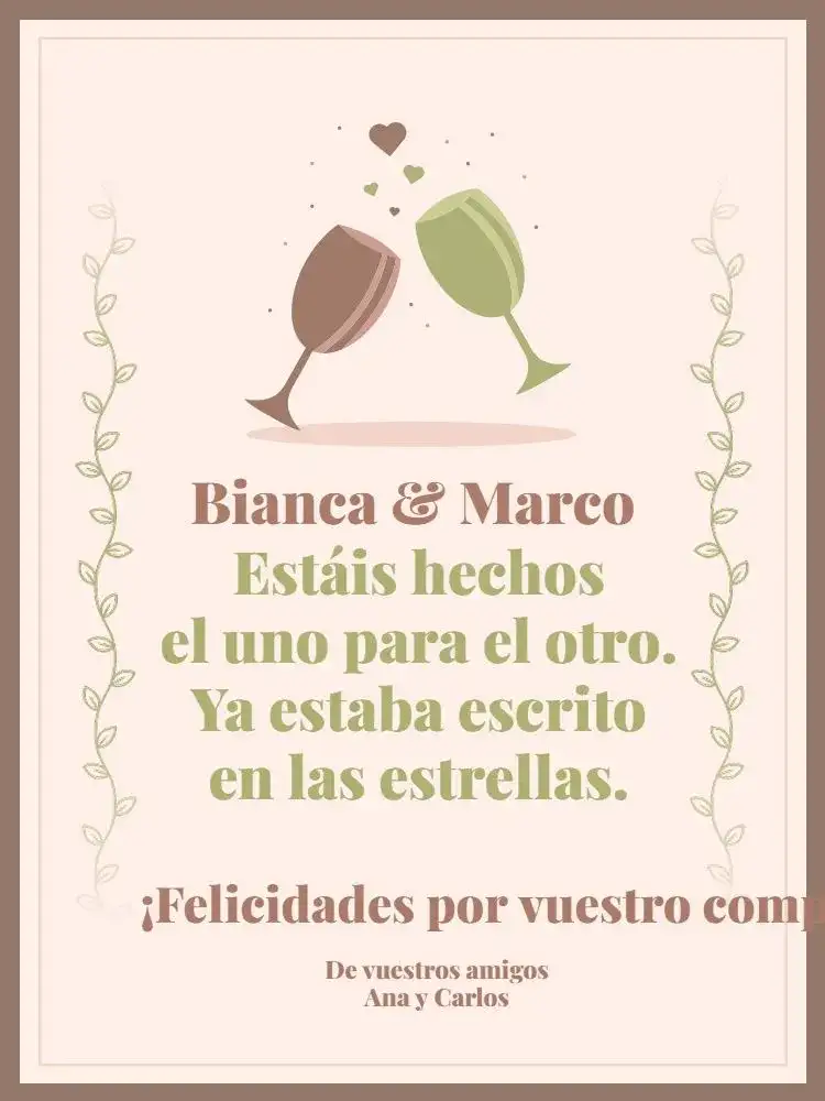 Tarjeta De Felicitación Por el Compromiso Regalo Delicado