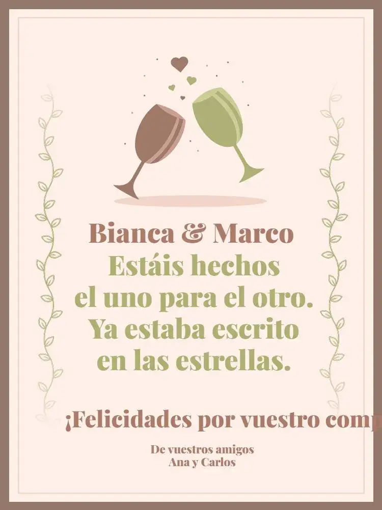 Invitación Tarjeta De Felicitación Por el Compromiso Regalo Delicado