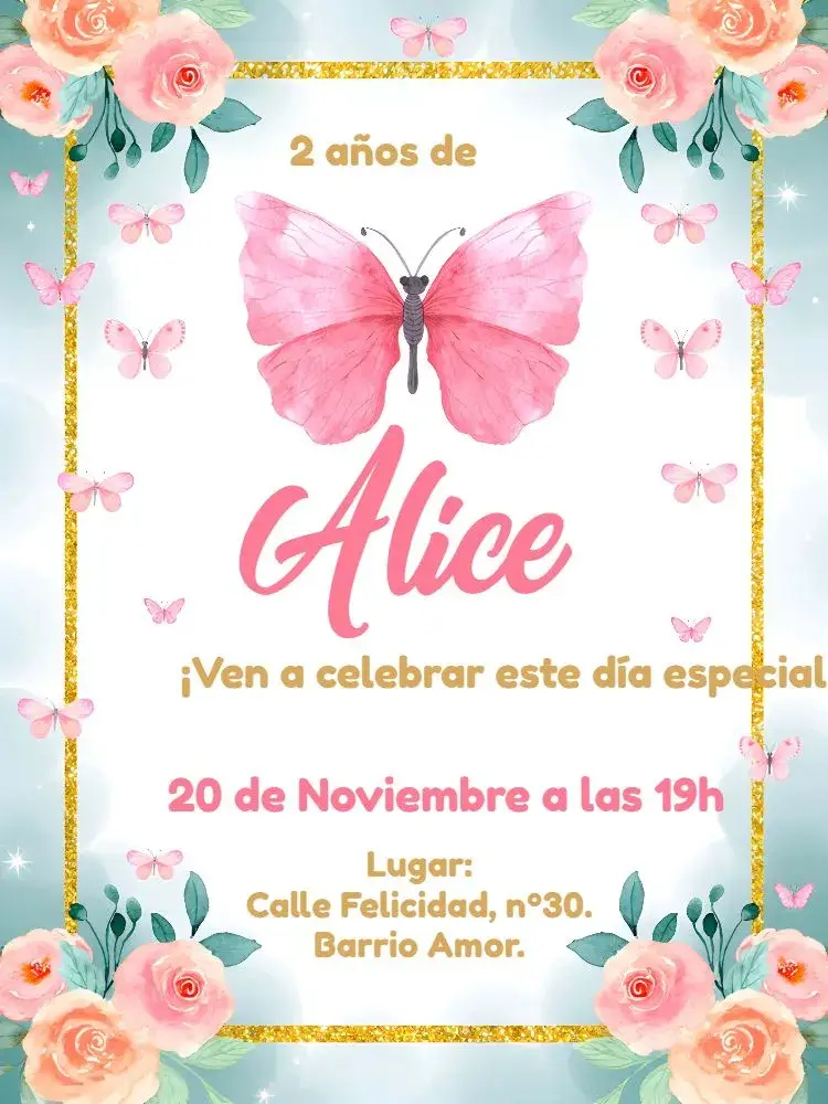 Invitación Jardín De Las Mariposas Delicado
