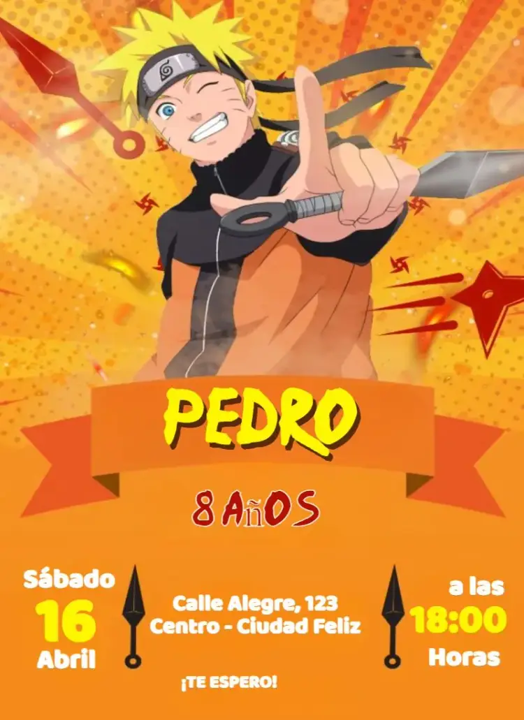 Invitación Naruto Kunai