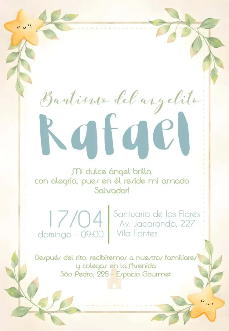 Invitación Bautizo Angelito Comunión – tema Primera Comunión verde, blanco, angelitos, minimalista, católico, delicado