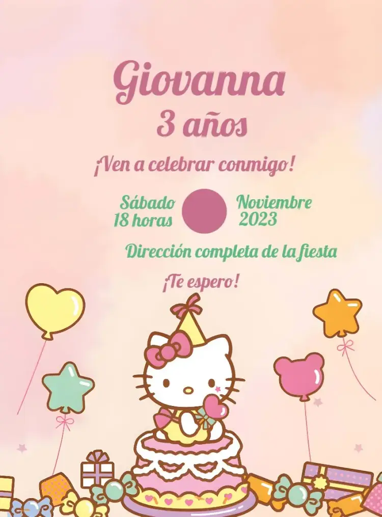 Invitación Hello Kitty Candy Chica