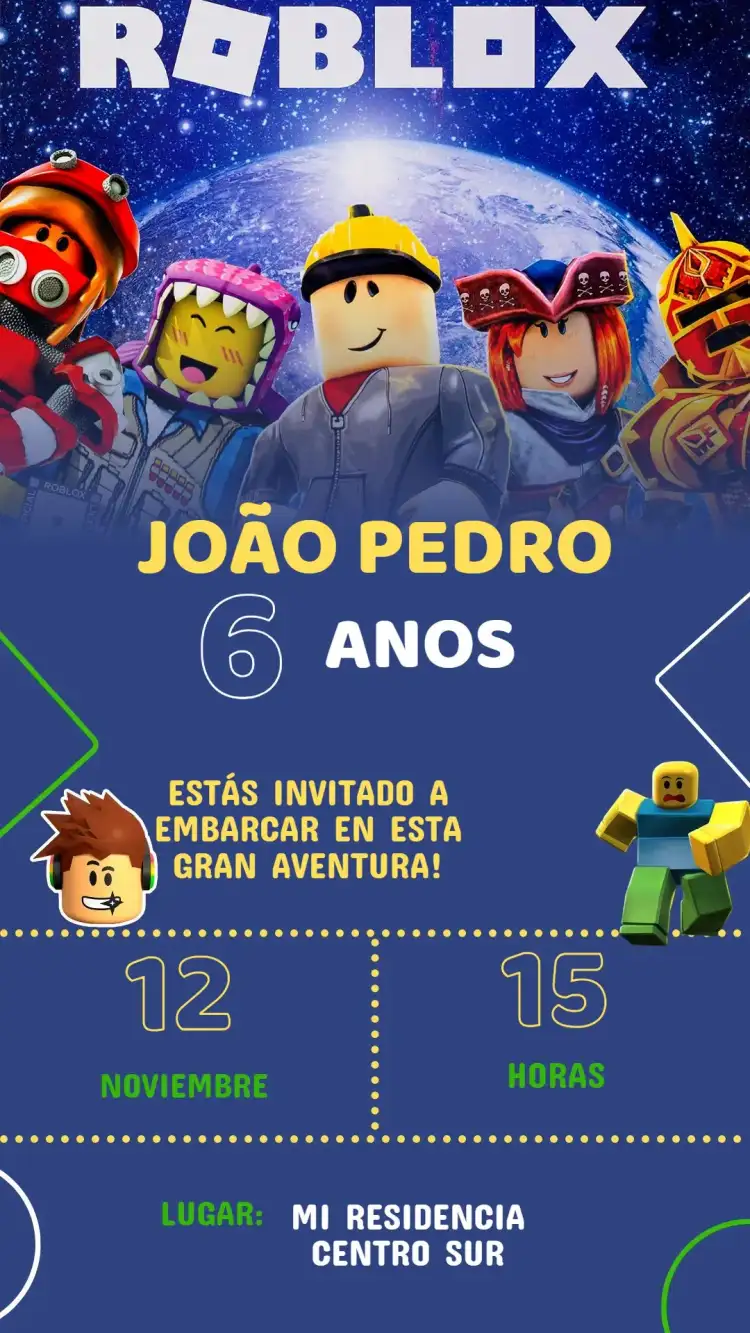 Invitación Cumpleaños Roblox