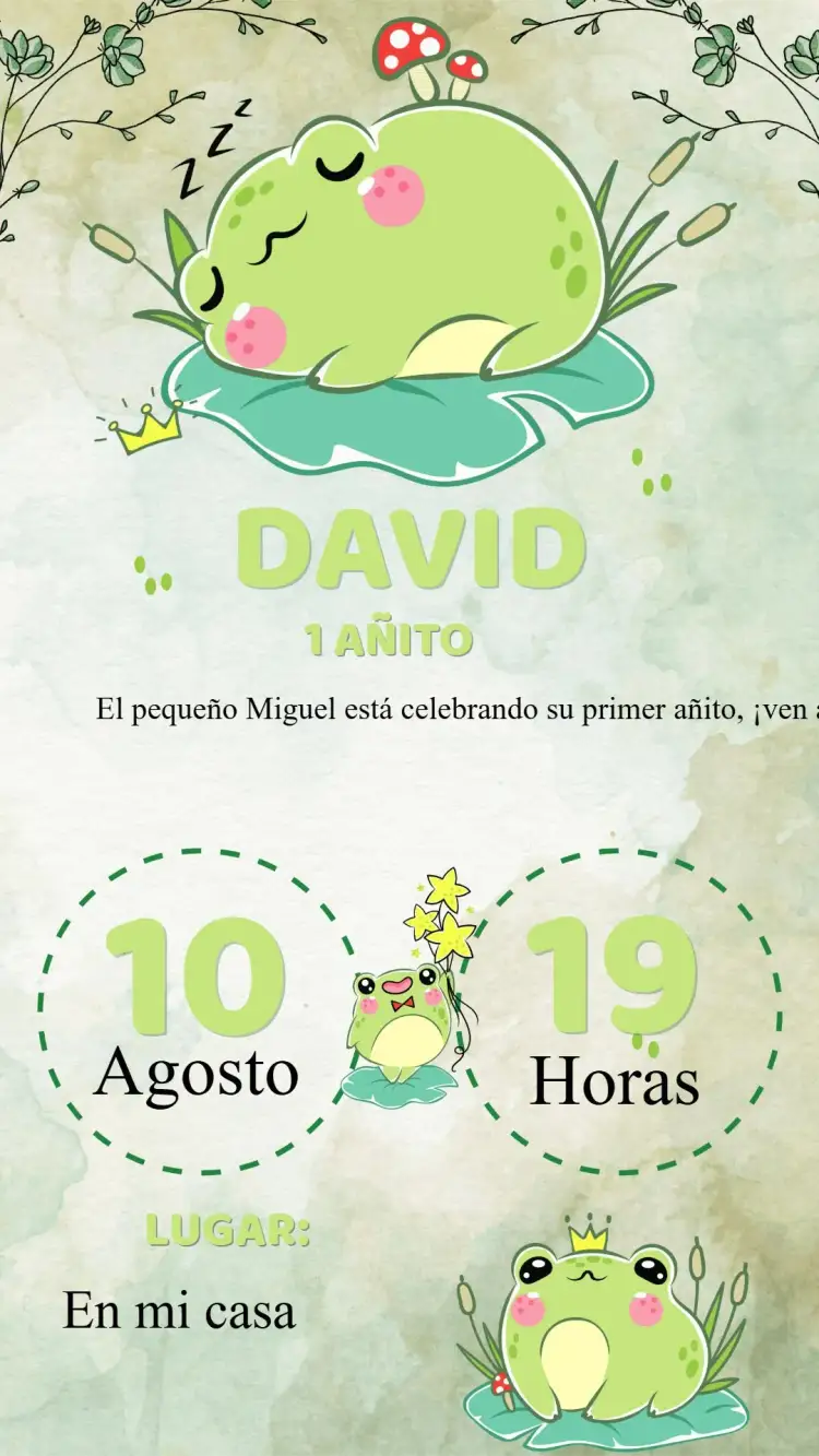 Invitación Invitación Cumpleaños Sapo – tema Cumpleaños Infantil colorido, divertido, temático de la naturaleza, con animales, lúdico