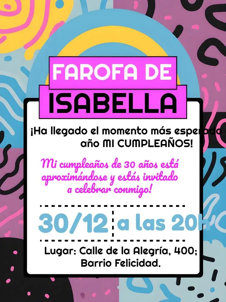 Invitación Farofa Colorida