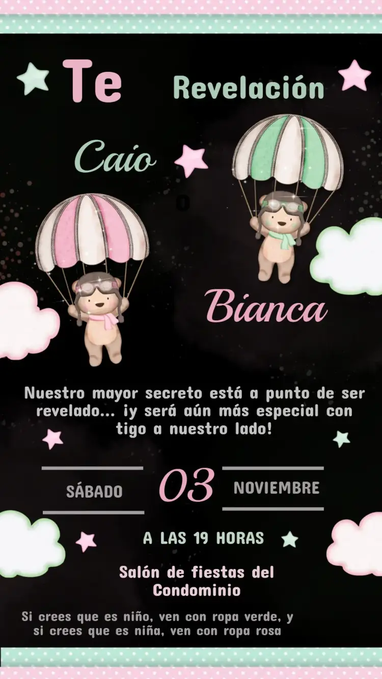 Invitación Baby Shower Verde y Rosa