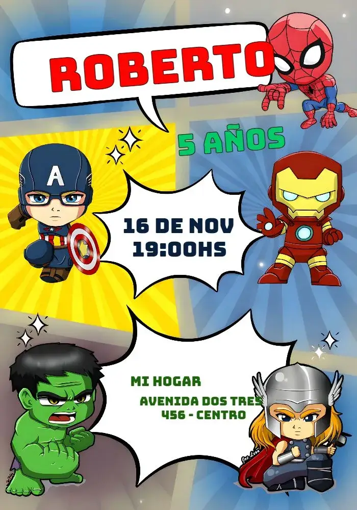 Invitación Vengadores Toy Marvel