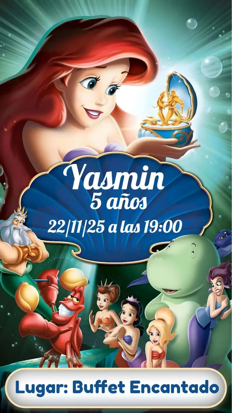 Invitación Sirena Ariel