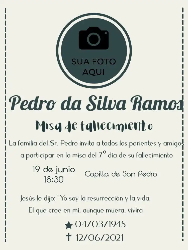 Para Misa De Fallecimiento Con Foto Difuntos