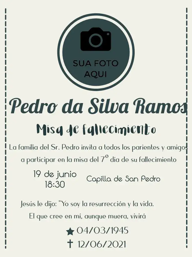 Invitación Para Misa De Fallecimiento Con Foto Difuntos – tema Fechas Conmemorativas sobrio, elegante, minimalista, gris y negro, clásico