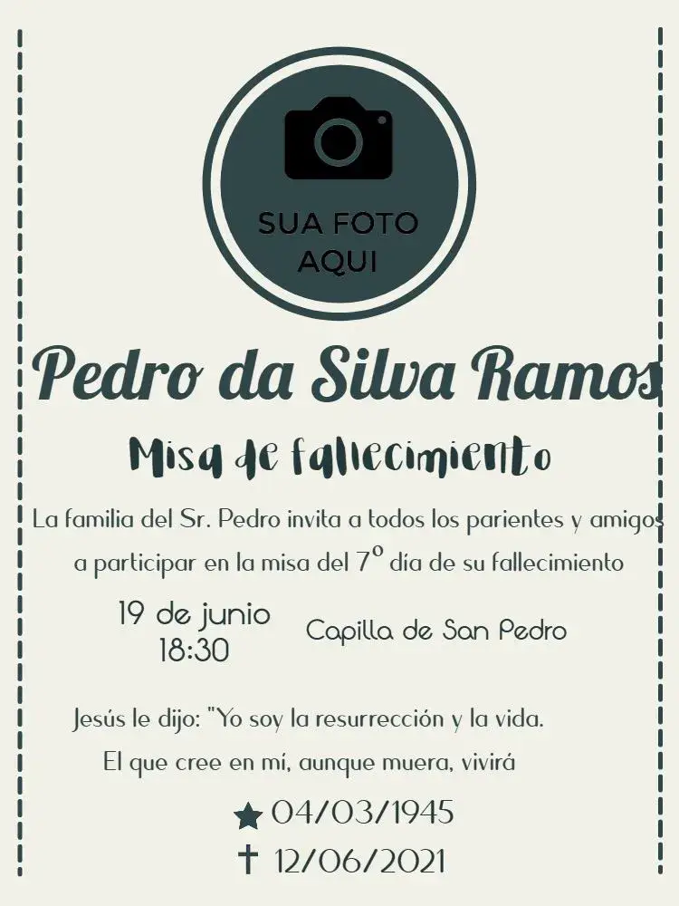 Invitación Para Misa De Fallecimiento Con Foto Difuntos