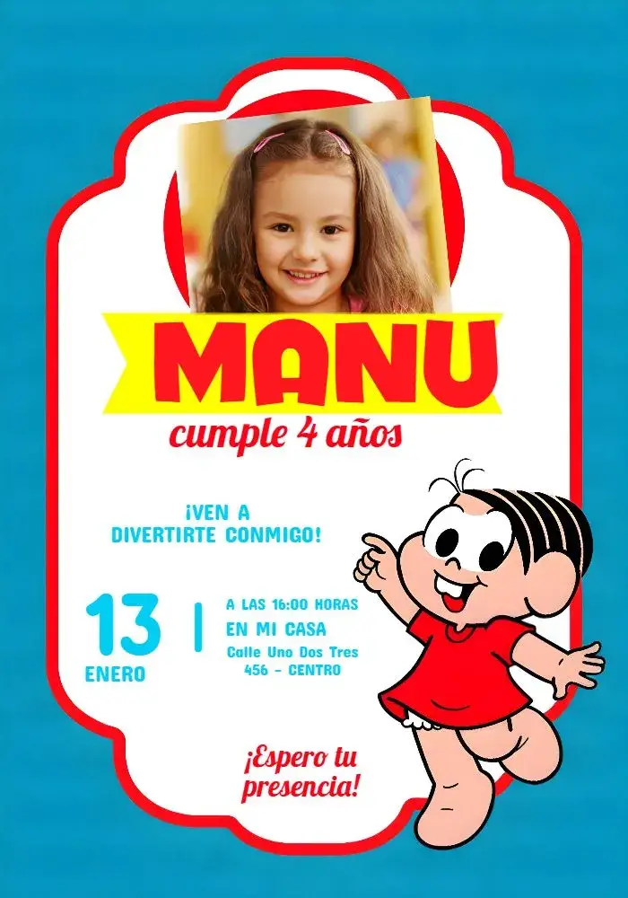 Invitación Monica Turma Da Con Foto Milena editable y personalizable
