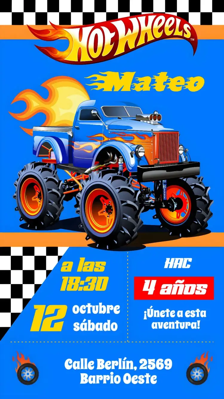 Invitación Hotweels