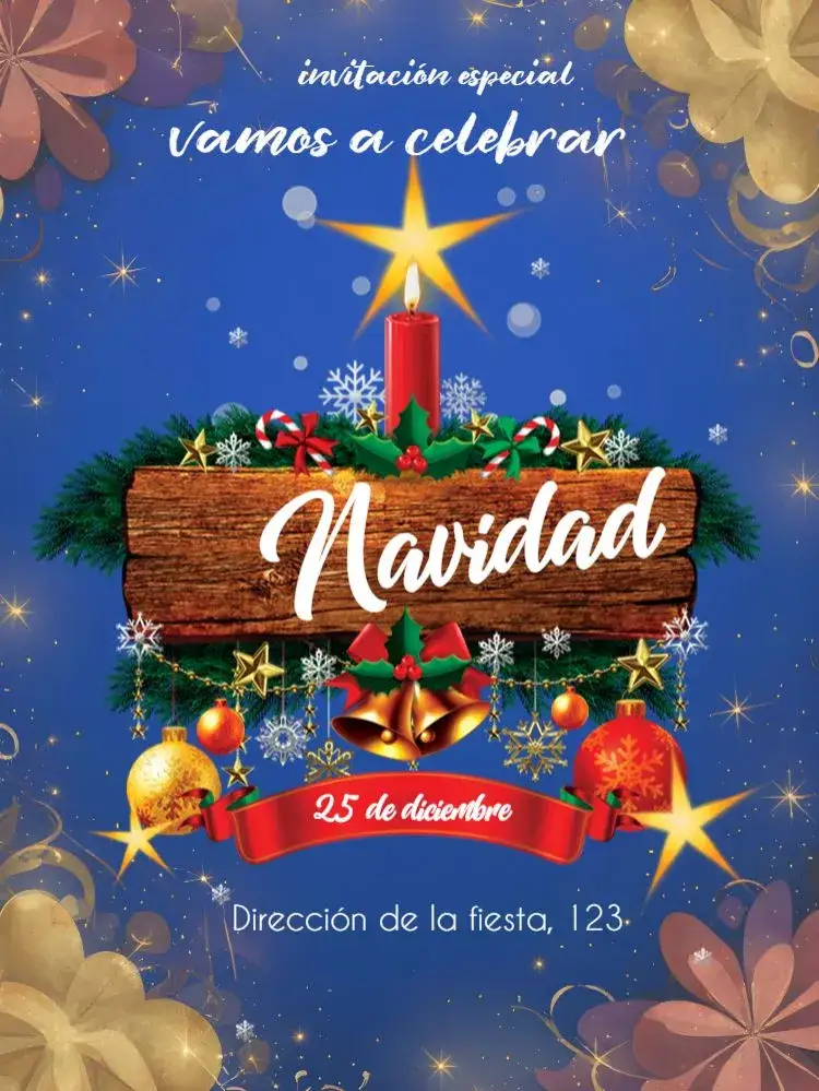 Invitación Navidad Final – tema Fechas Conmemorativas festivo, colorido, clásico, moderno, elegante