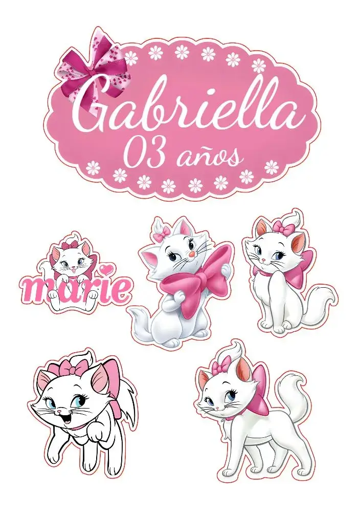 Invitación Topo De Pastel Marie Gatinha