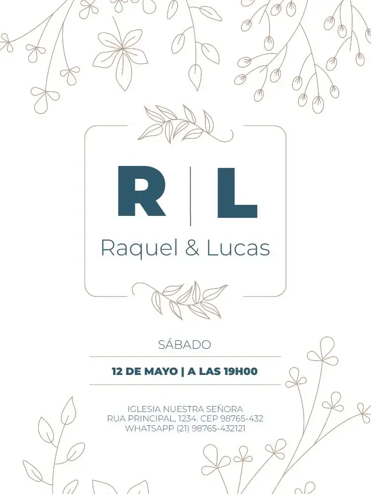 Invitación Boda Virtual Para Whatsapp Floral Pareja