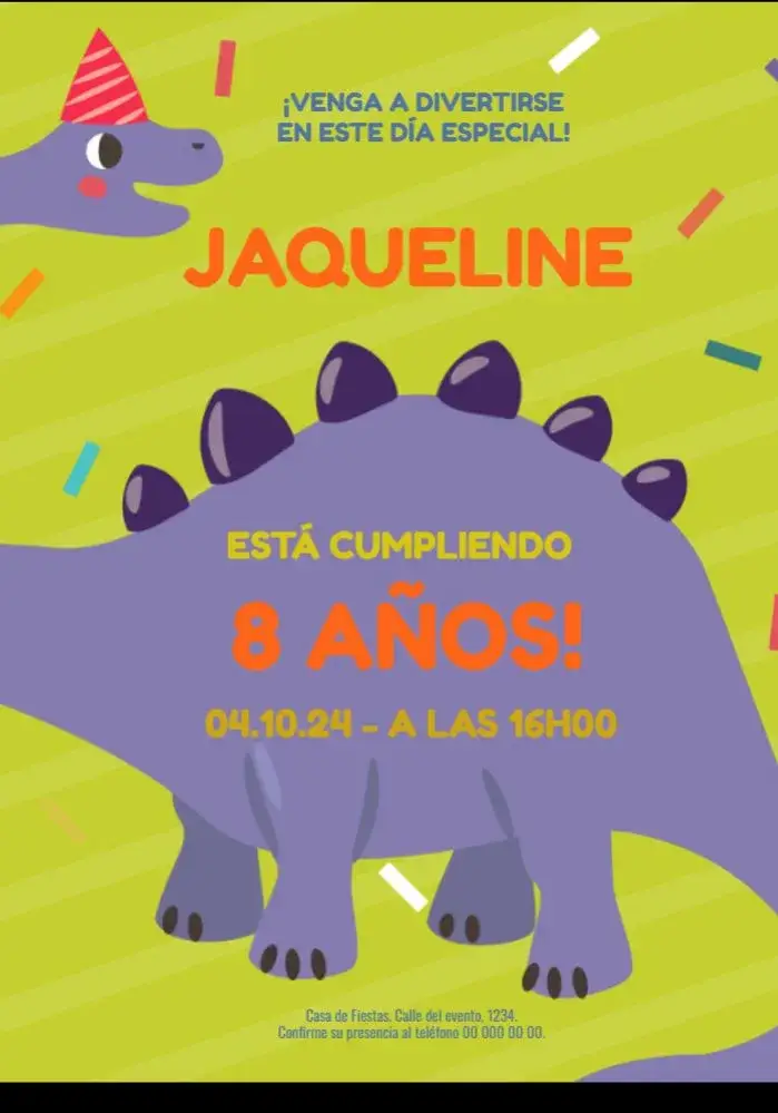 Invitación Celebración de Dinosaurios