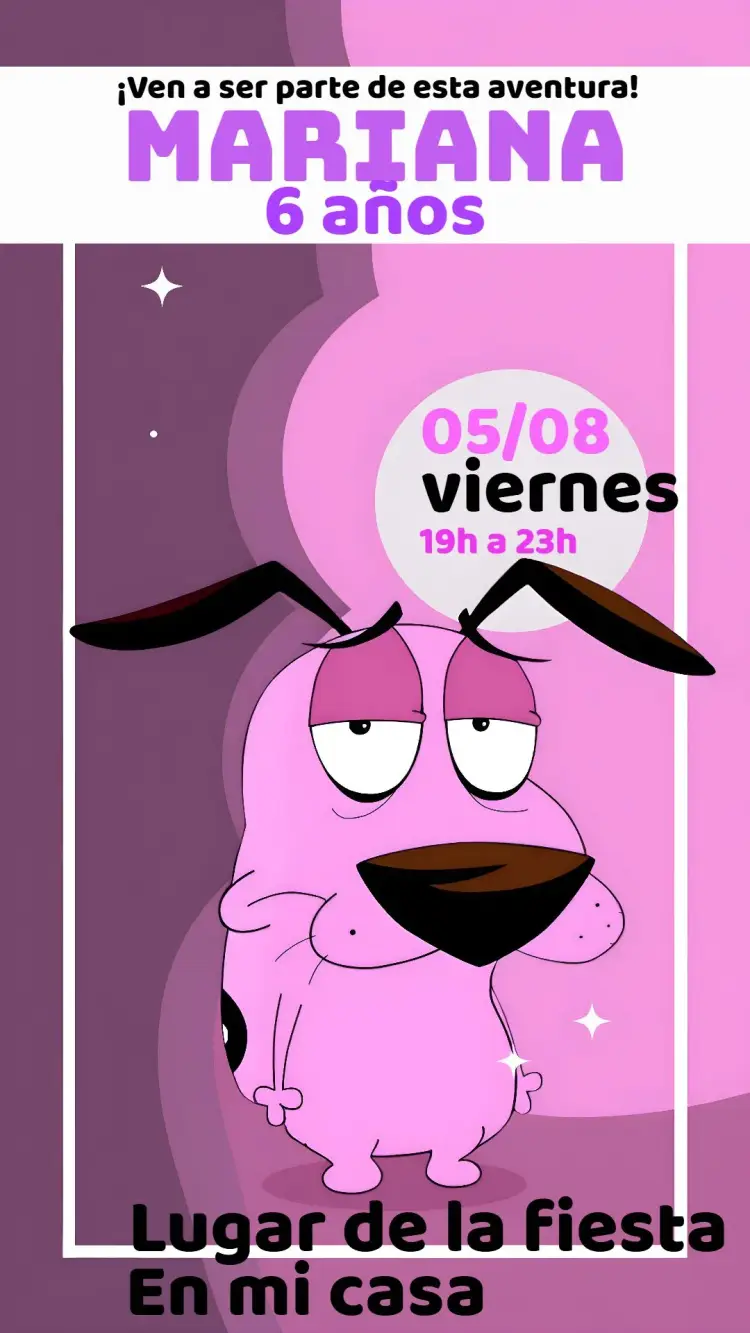 Invitación Coraje Perro Cobarde Roza