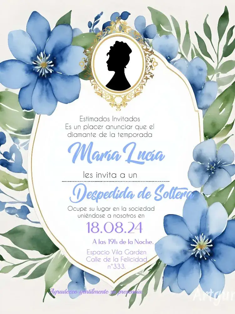 Invitación Despedida de soltera Lady Bridgerton Lila – tema Despedida de Soltera lila, floral, elegante, romántico, vintage, clásico