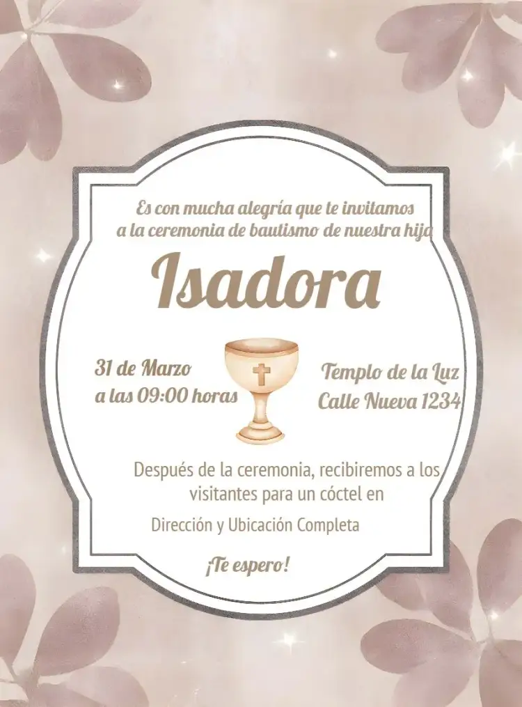 Invitación Invitación de Bautizo Bautismo – tema Bautismo acuarela, delicado, infantil, minimalista, pastel, religioso