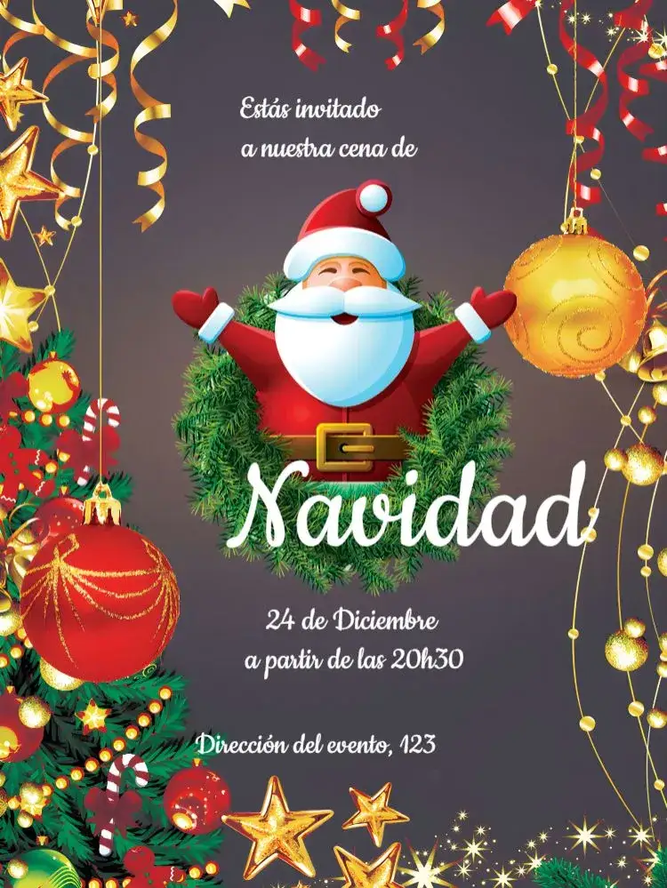 Invitación Navidad Navideña – tema Fechas Conmemorativas festivo, colorido, tradicional, inspirado en la Navidad, ilustraciones navideñas, vintage