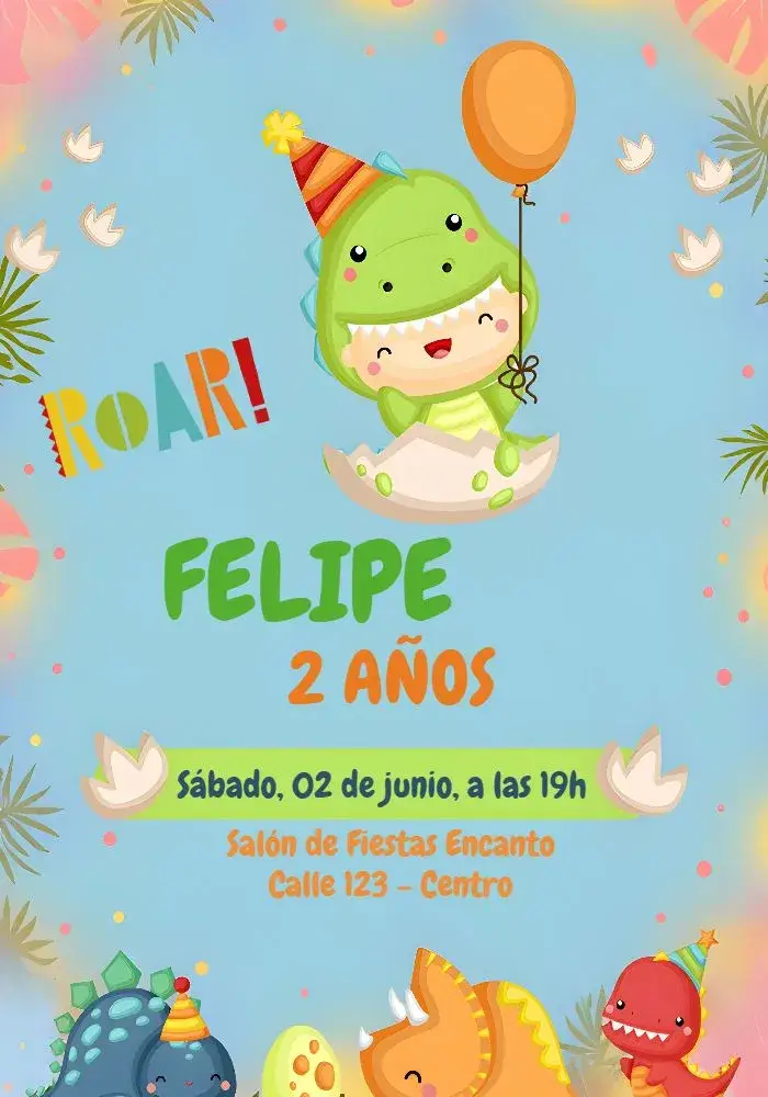 Invitación Dino Baby Infantil