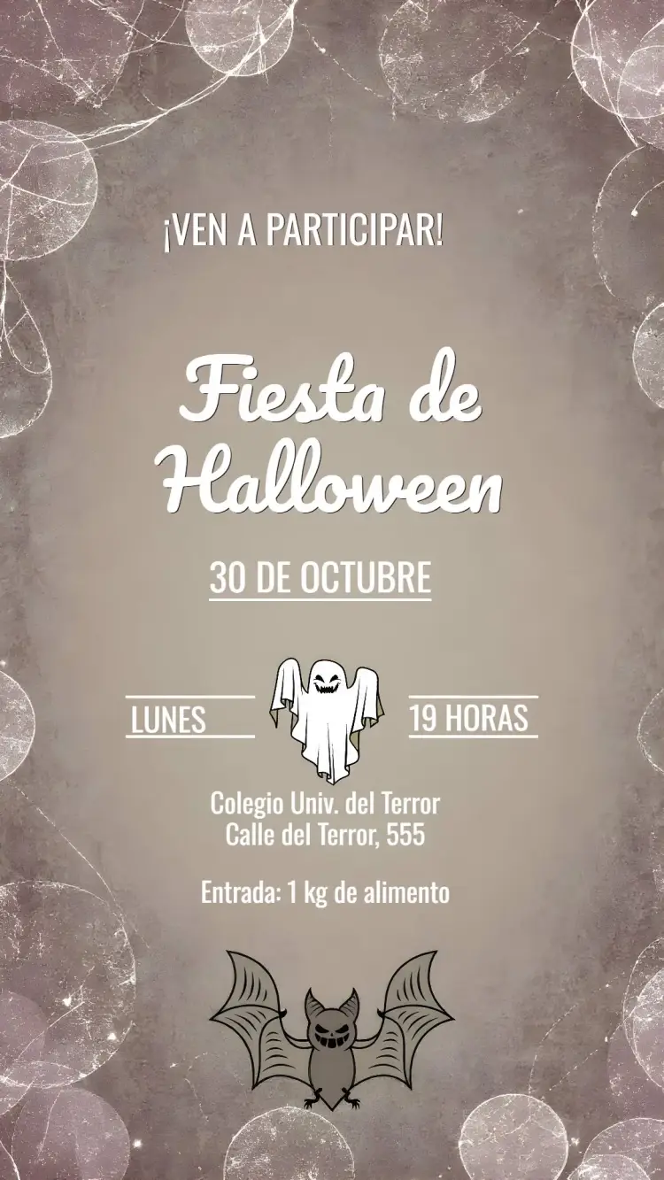 Invitación Fiesta De Halloween Gris